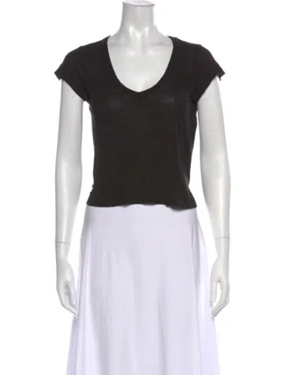 Pre-owned A.l.c V-neck Short Sleeve T-shirt In Black