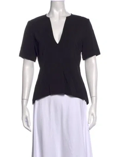 Pre-owned A.l.c V-neck Short Sleeve T-shirt In Black