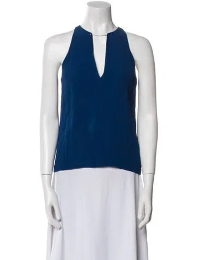 Pre-owned A.l.c V-neck Sleeveless Blouse In Blue