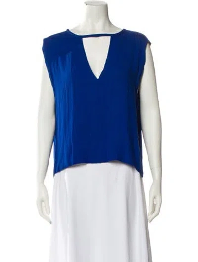 Pre-owned A.l.c V-neck Sleeveless Blouse In Blue