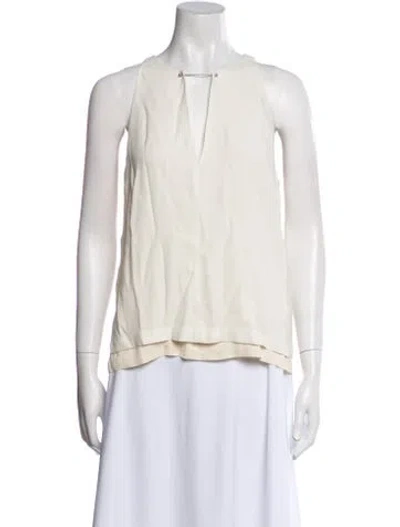Pre-owned A.l.c V-neck Sleeveless Blouse In Neutral