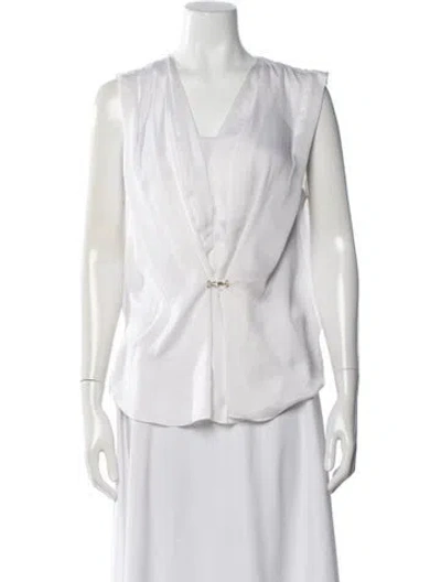 Pre-owned A.l.c V-neck Sleeveless Blouse In White