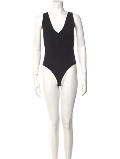 Pre-owned A.l.c V-neck Sleeveless Bodysuit In Black