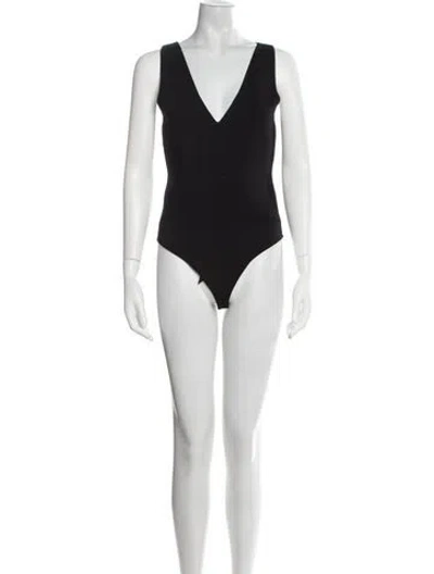 Pre-owned A.l.c V-neck Sleeveless Bodysuit In Black