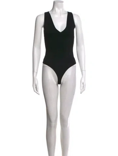 Pre-owned A.l.c V-neck Sleeveless Bodysuit In Black