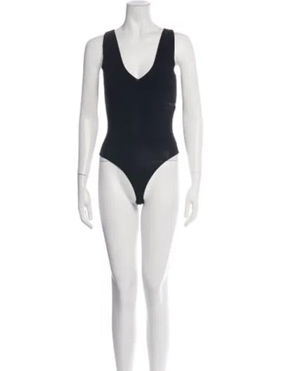 Pre-owned A.l.c V-neck Sleeveless Bodysuit In Black