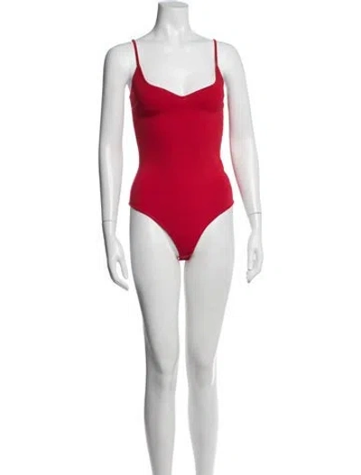 Pre-owned A.l.c V-neck Sleeveless Bodysuit In Red