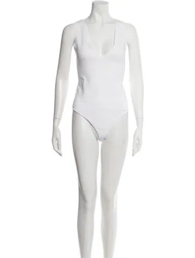 Pre-owned A.l.c V-neck Sleeveless Bodysuit In White