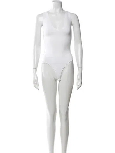 Pre-owned A.l.c V-neck Sleeveless Bodysuit In White