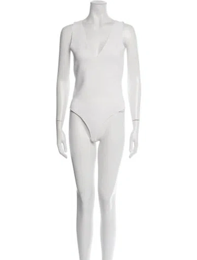 Pre-owned A.l.c V-neck Sleeveless Bodysuit In White