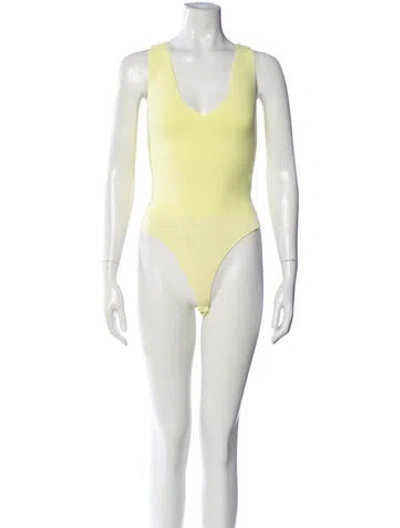 Pre-owned A.l.c V-neck Sleeveless Bodysuit In Yellow