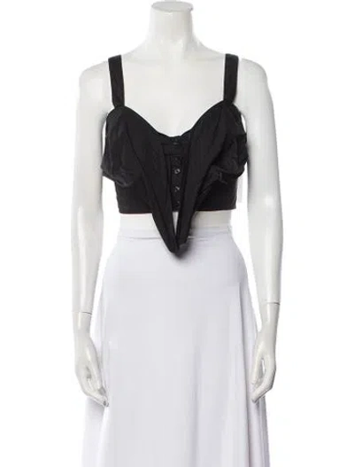 Pre-owned A.l.c V-neck Sleeveless Crop Top In Black