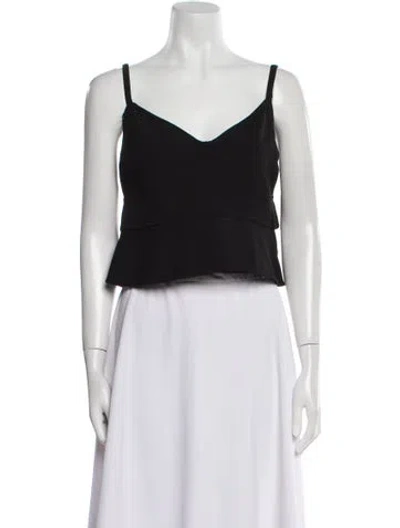 Pre-owned A.l.c V-neck Sleeveless Crop Top In Black