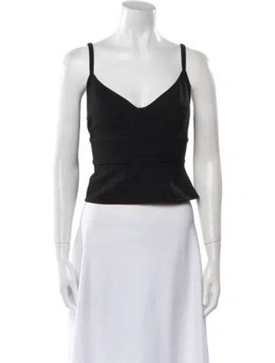 Pre-owned A.l.c V-neck Sleeveless Crop Top In Black