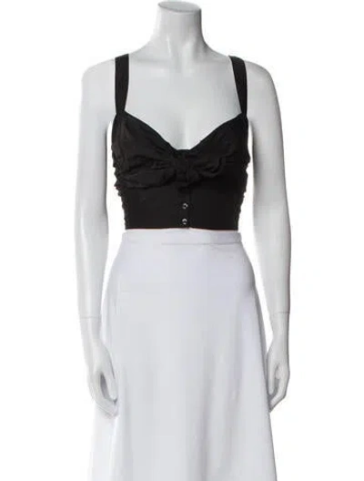 Pre-owned A.l.c V-neck Sleeveless Crop Top In Black