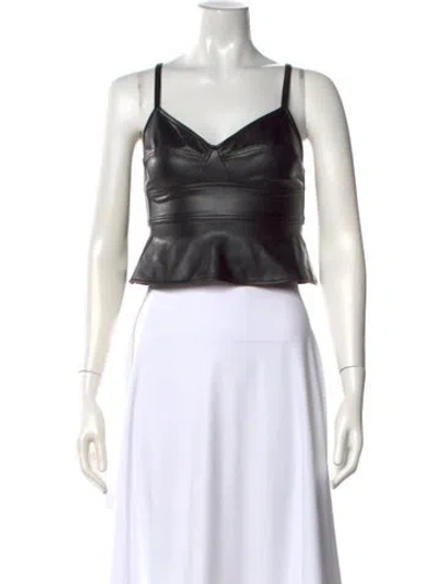 Pre-owned A.l.c V-neck Sleeveless Crop Top In Black