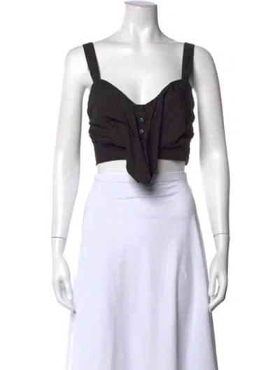 Pre-owned A.l.c V-neck Sleeveless Crop Top In Black