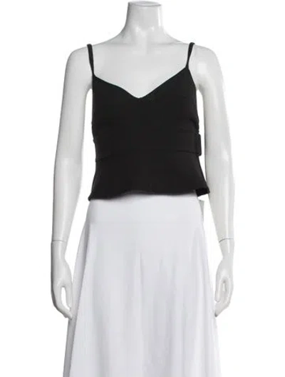 Pre-owned A.l.c V-neck Sleeveless Crop Top In Black