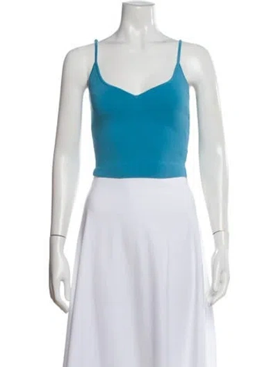 Pre-owned A.l.c V-neck Sleeveless Crop Top In Blue