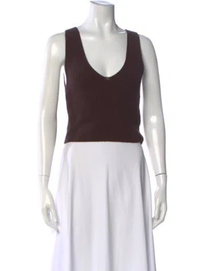 Pre-owned A.l.c V-neck Sleeveless Crop Top In Brown