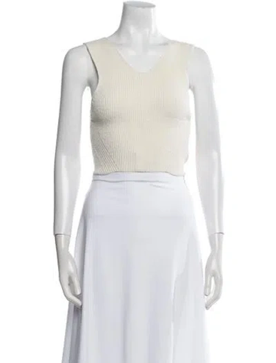 Pre-owned A.l.c V-neck Sleeveless Crop Top In Neutral