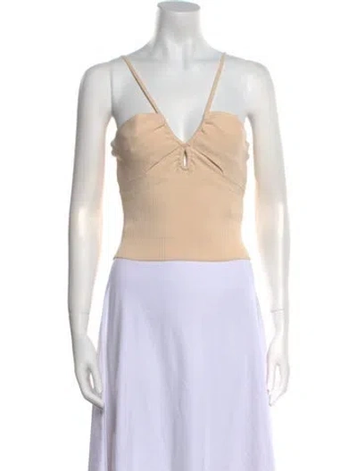 Pre-owned A.l.c V-neck Sleeveless Crop Top In Neutral