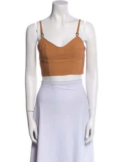 Pre-owned A.l.c V-neck Sleeveless Crop Top In Neutral