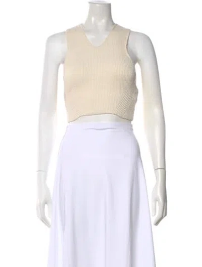 Pre-owned A.l.c V-neck Sleeveless Crop Top In Neutral