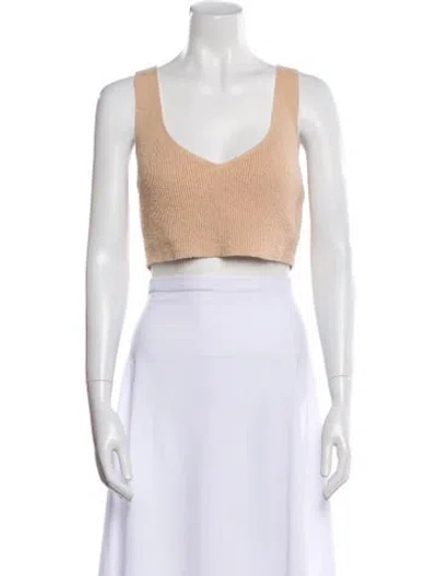 Pre-owned A.l.c V-neck Sleeveless Crop Top In Neutral
