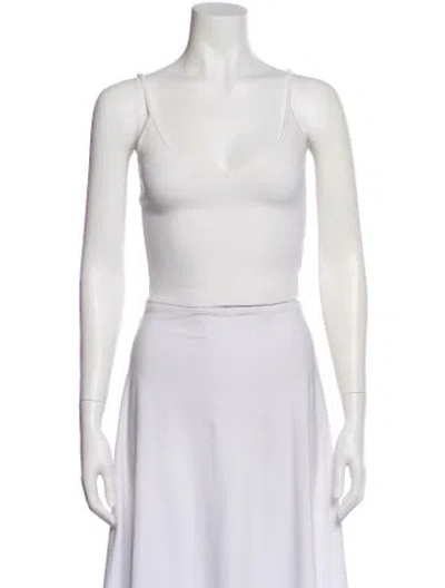 Pre-owned A.l.c V-neck Sleeveless Crop Top In White