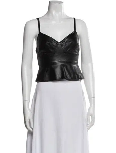 Pre-owned A.l.c V-neck Sleeveless Crop Top In White