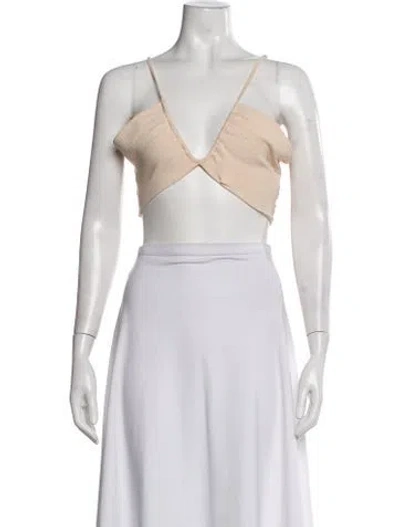 Pre-owned A.l.c V-neck Sleeveless Crop Top In White
