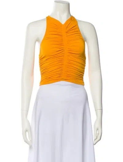Pre-owned A.l.c V-neck Sleeveless Crop Top In Yellow