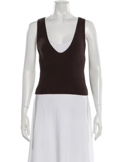 Pre-owned A.l.c V-neck Sleeveless Top In Brown