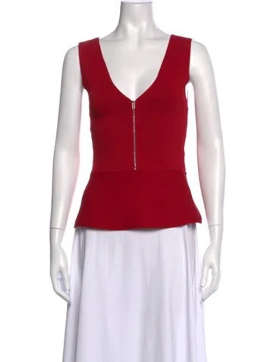 Pre-owned A.l.c V-neck Sleeveless Top In Red