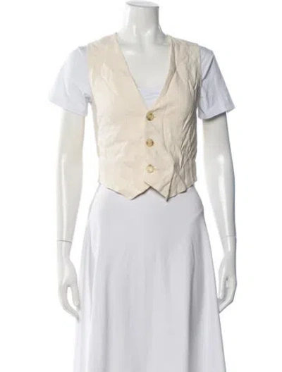 Pre-owned A.l.c V-neck Sleeveless Top In White