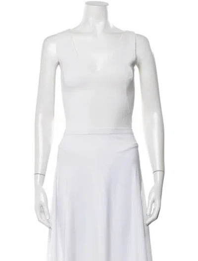 Pre-owned A.l.c V-neck Sleeveless Top In White