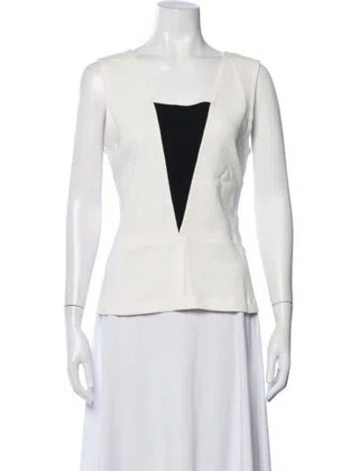Pre-owned A.l.c V-neck Sleeveless Top In White