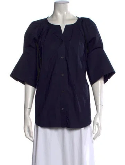Pre-owned A.l.c V-neck Three-quarter Sleeve Blouse In Black