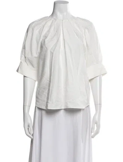 Pre-owned A.l.c V-neck Three-quarter Sleeve Blouse In White