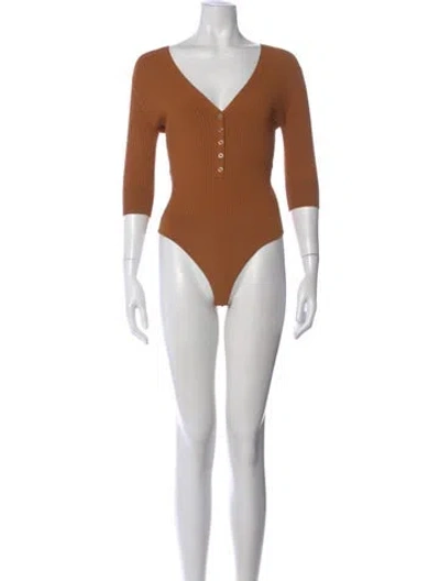 Pre-owned A.l.c V-neck Three-quarter Sleeve Bodysuit In Orange