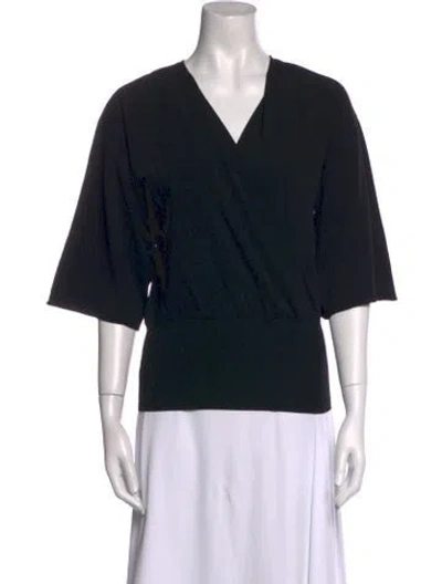 Pre-owned A.l.c V-neck Three-quarter Sleeve Top In Black