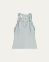 A.l.c Wes Satin And Lace Tank Top In Blue