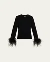 A.l.c Wilda Feather-trim Crewneck Sweater In Black