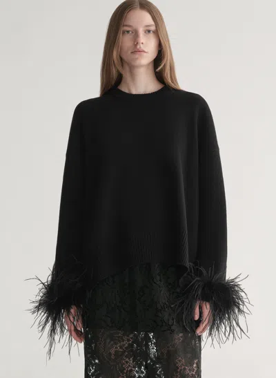 A.l.c Wilda Feather Trimmed Sweater In Black