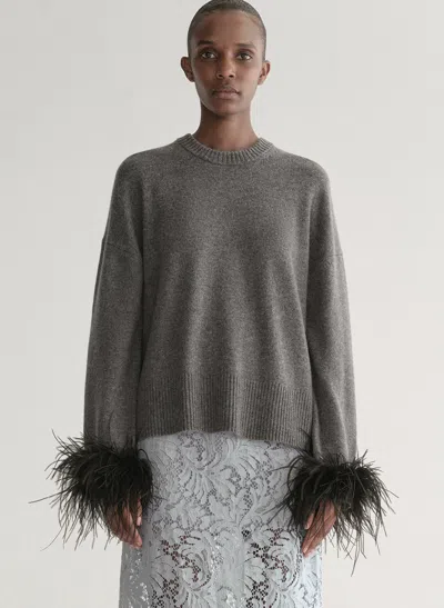 A.l.c Wilda Feather Trimmed Sweater In Gray