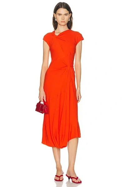 A.l.c Willa Textured Crepe Midi Dress In Persimmon In Orange