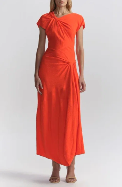 A.l.c Willa Textured Crepe Midi Dress In Persimmon In Orange