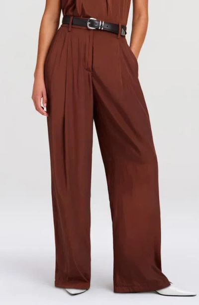 A.l.c . Winn High Waist Wide Leg Pleated Pants In Brown