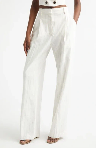 A.l.c . Winston Linen Blend Pinstripe Pants In White